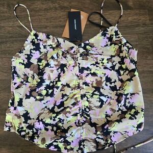 Vero Moda Womens Ruched Front Abstract Floral Camisole Top Size M NEW